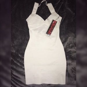White bodycon bondage dress